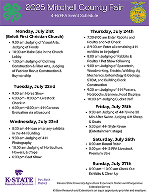 2025 Mitchell County Fair Schedule