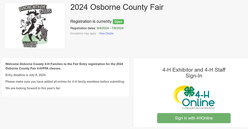 Osborne County Fair Registration